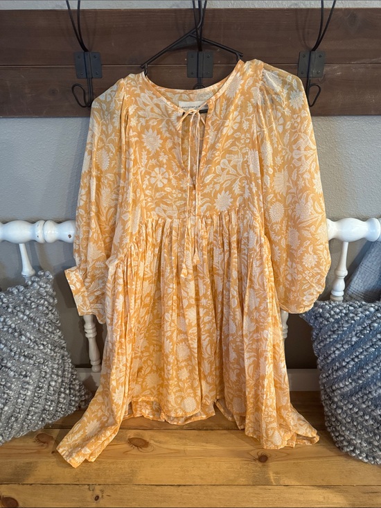 Daughters of India Dresses & Skirts - Daughters of India orangish Yellow Floral Boho Peasant dress.